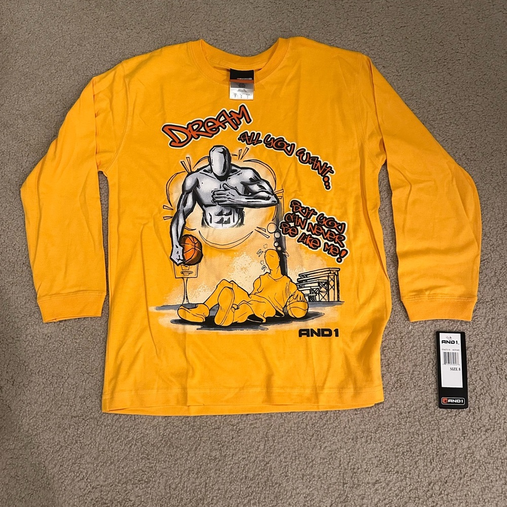 AND1 Youth Bold Yellow Graphic Long Sleeve Tee